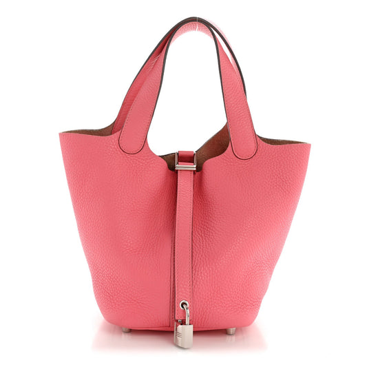 Taurillon Clemence Picotin Lock 18 PM Tote Rose Azalee