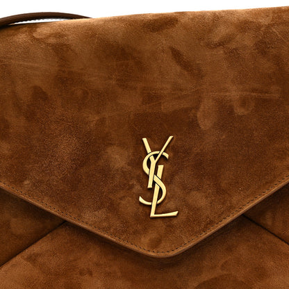 Saint Laurent Suede Large Cassandre Pouch On Chain Caramel Cognac