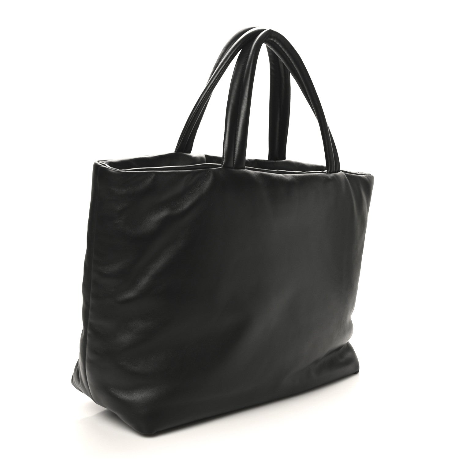 SAINT LAURENT Lambskin Wide Puffer Tote Black