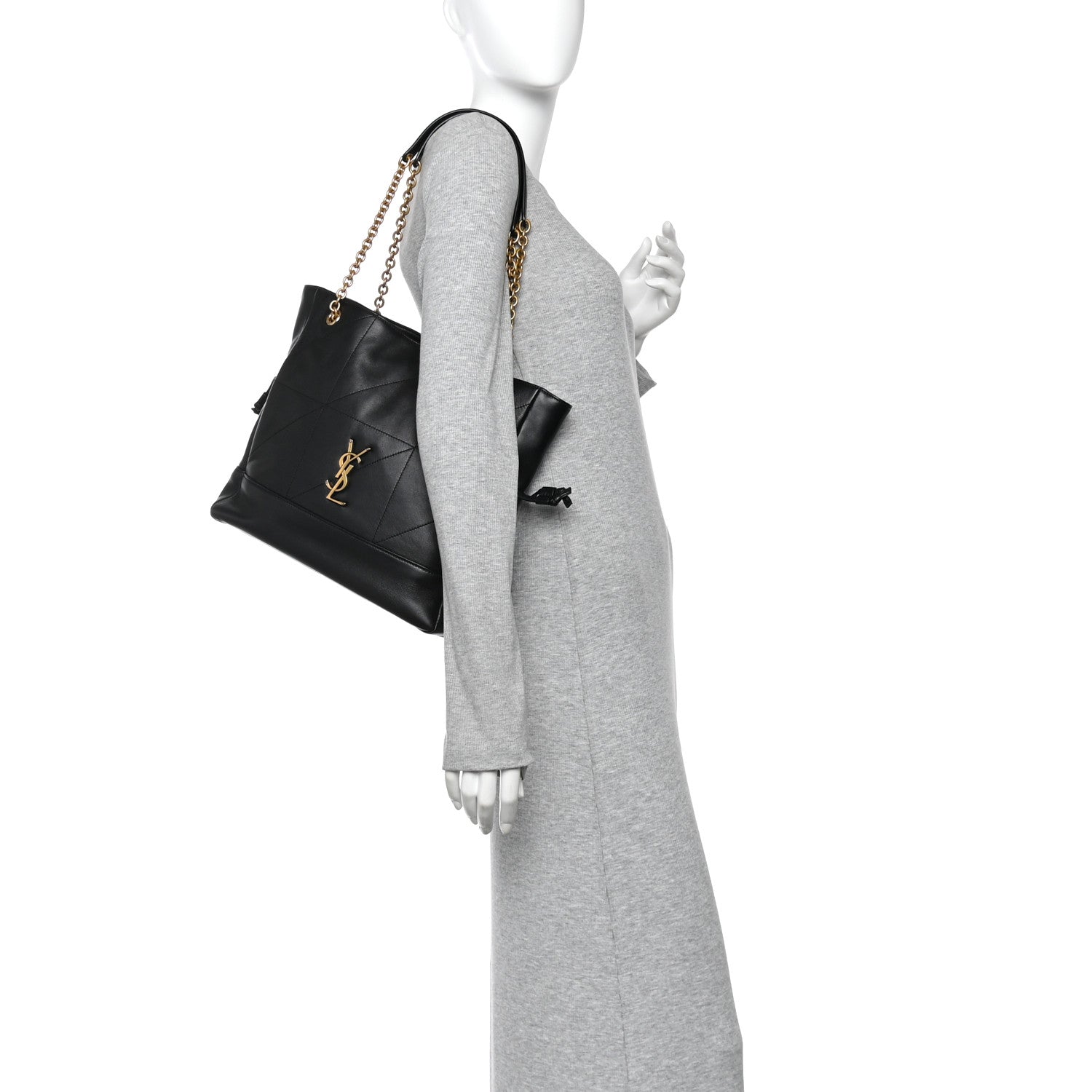 Saint Laurent Jamie Lambskin Small Shopping Tote Black