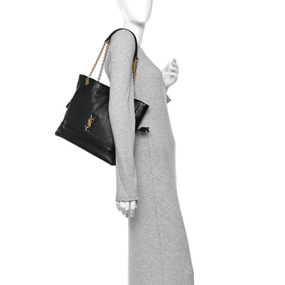 Saint Laurent Jamie Lambskin Small Shopping Tote Black