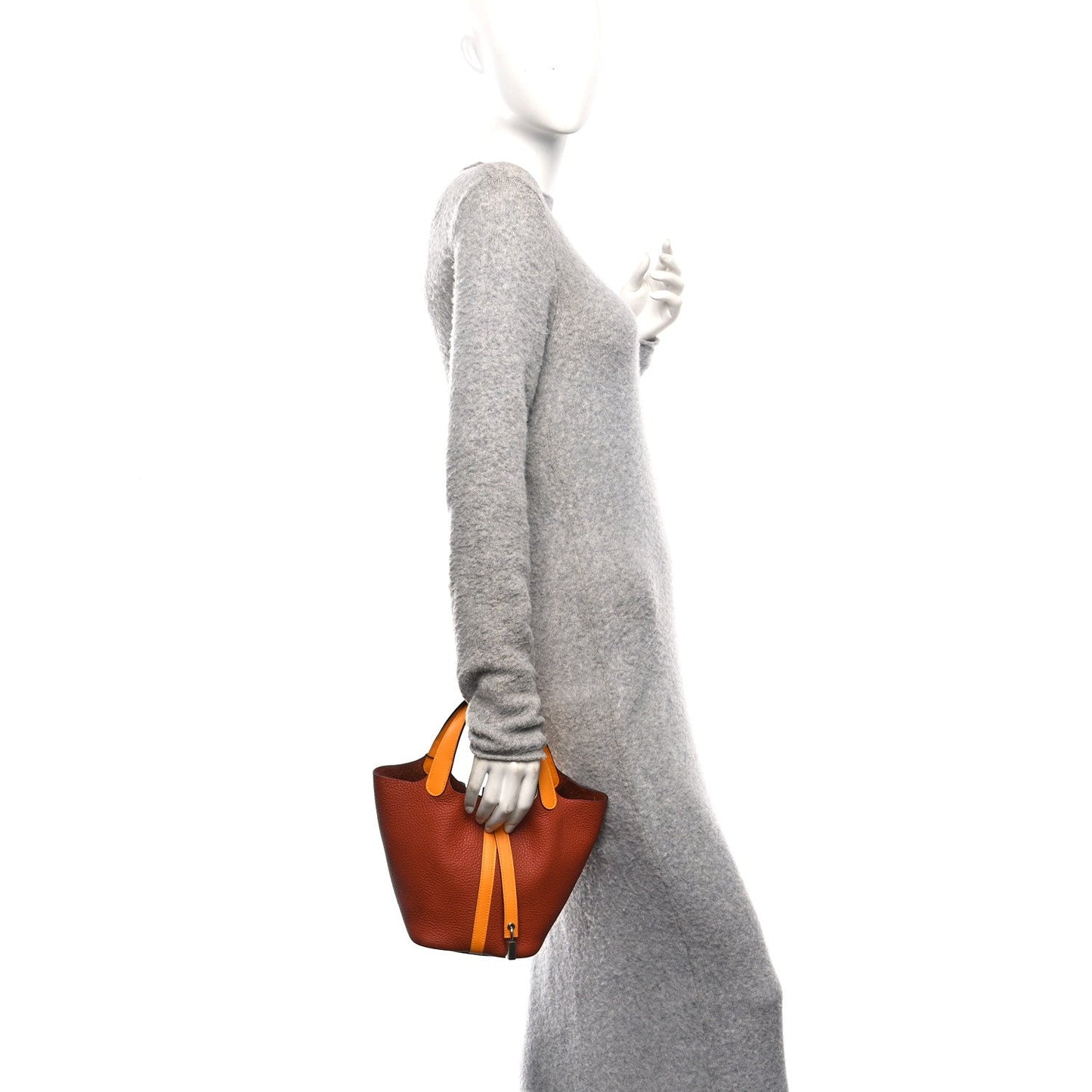 Taurillon Clemence Swift Picotin 18 PM Leather Tote Cuivre