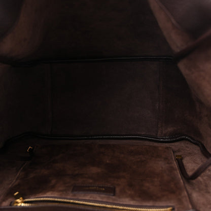 Saint Laurent Grained Deerskin Bea Tote Sweet Chocolate