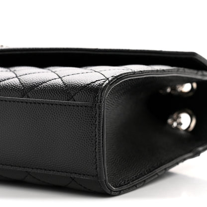 Saint Laurent Grain de Poudre Matelasse Triquilt Medium Satchel Black