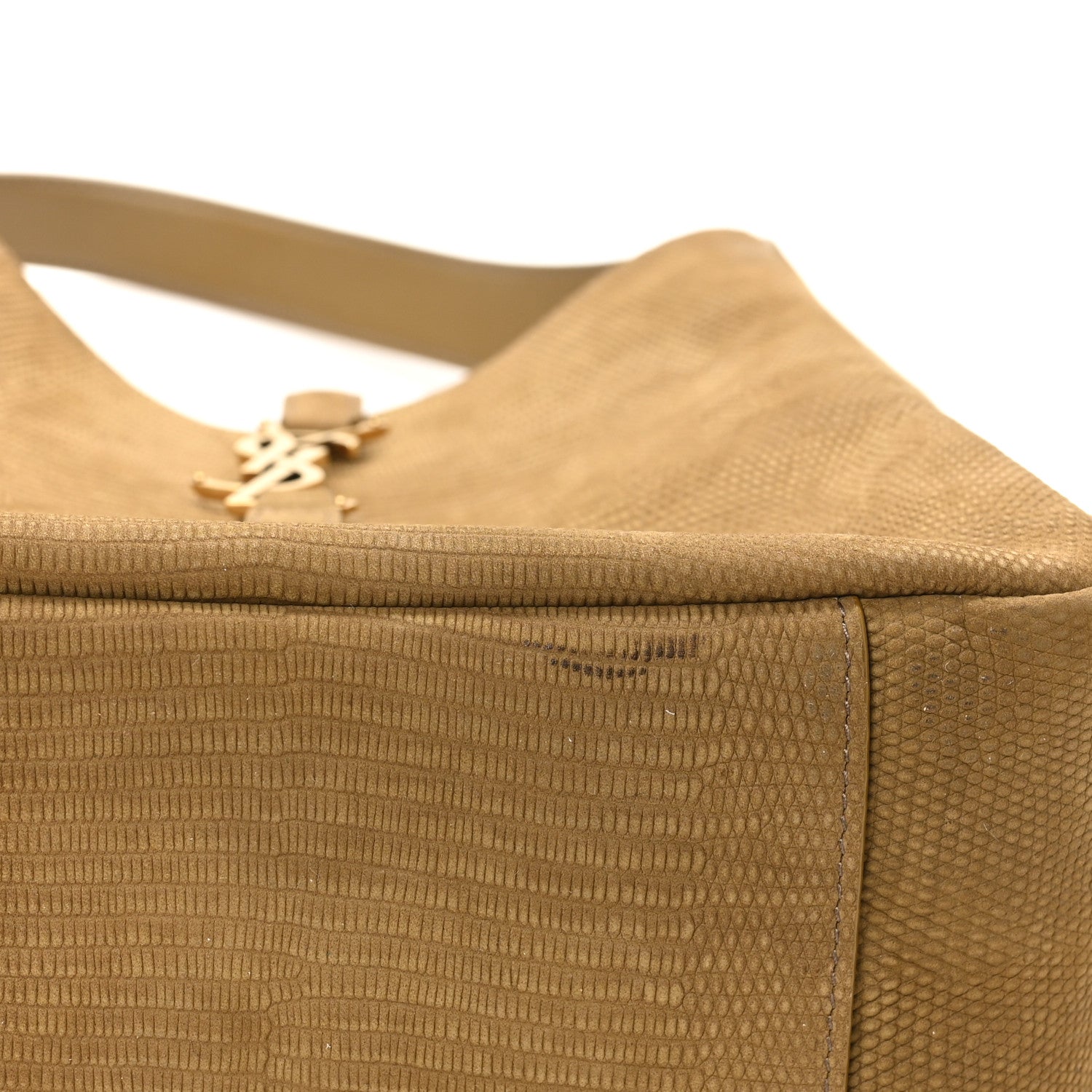 Saint Laurent Suede Lizard Embossed Small Le 5 A 7 Soft Hobo Dark Pistachio