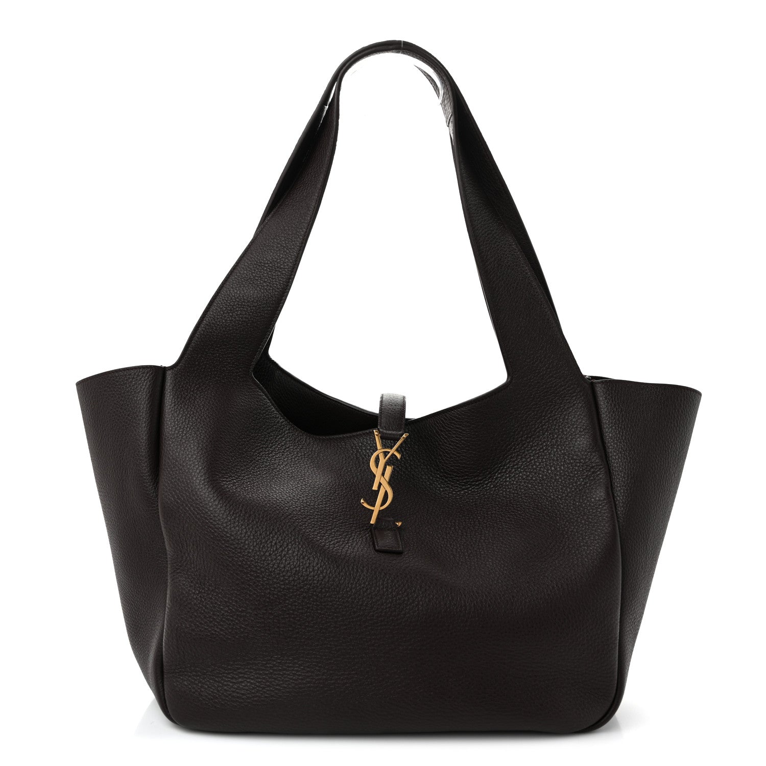 Saint Laurent Grained Deerskin Bea Tote Sweet Chocolate