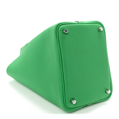 Picotin Lock 18 PM Taurillon Clemence Tote Bag Bambou Green