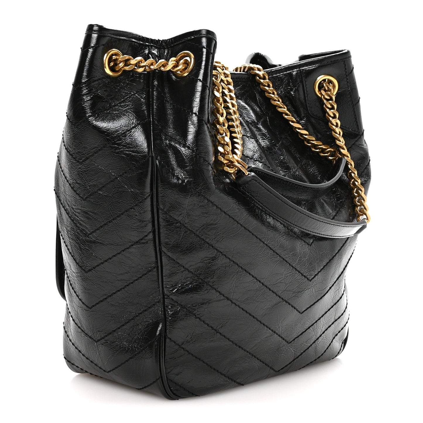 Saint Laurent Crinkled Calfskin Matelasse Niki Multipocket Shopping Tote Black
