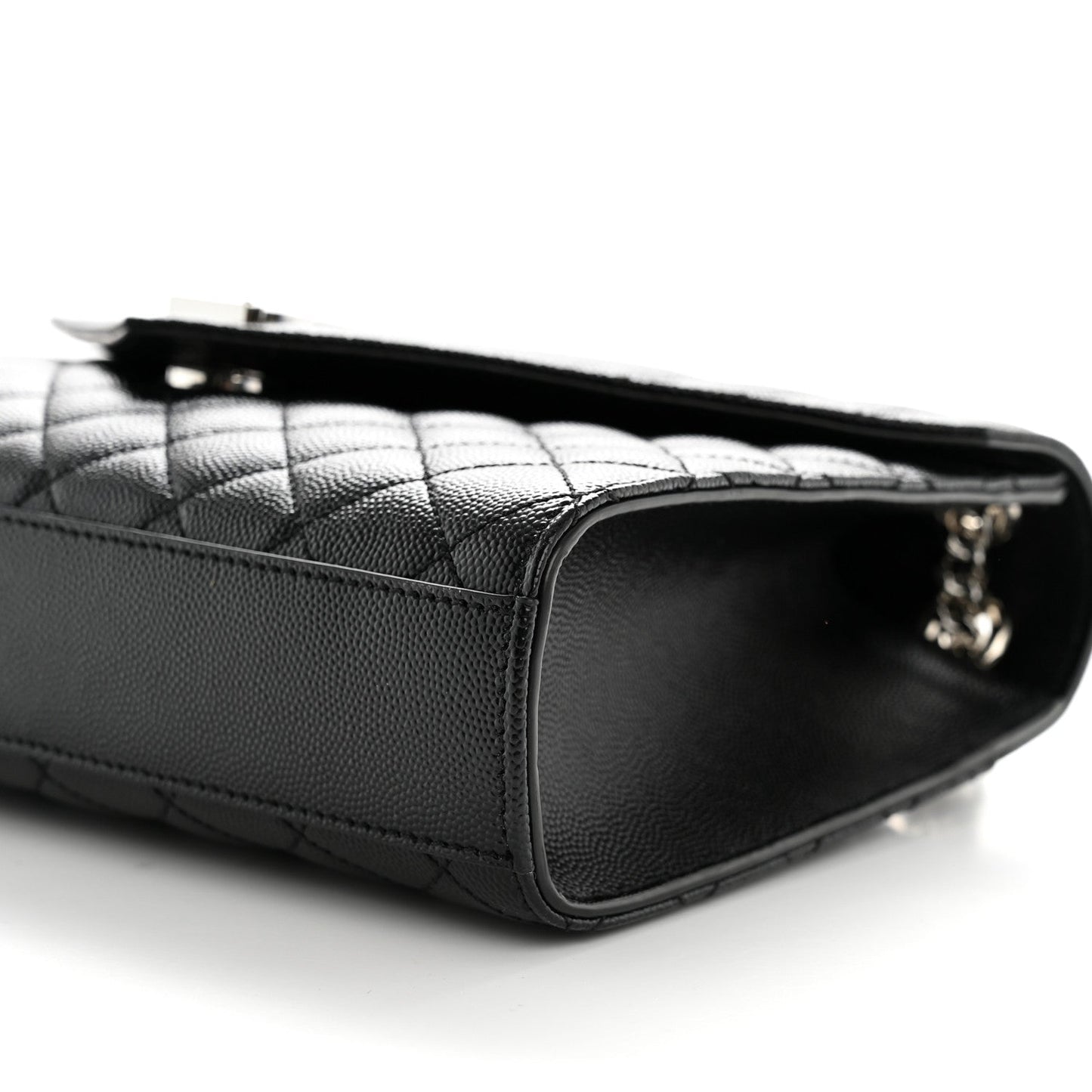 Saint Laurent Mixed Matelasse Triquilt Medium Monogram Satchel Black