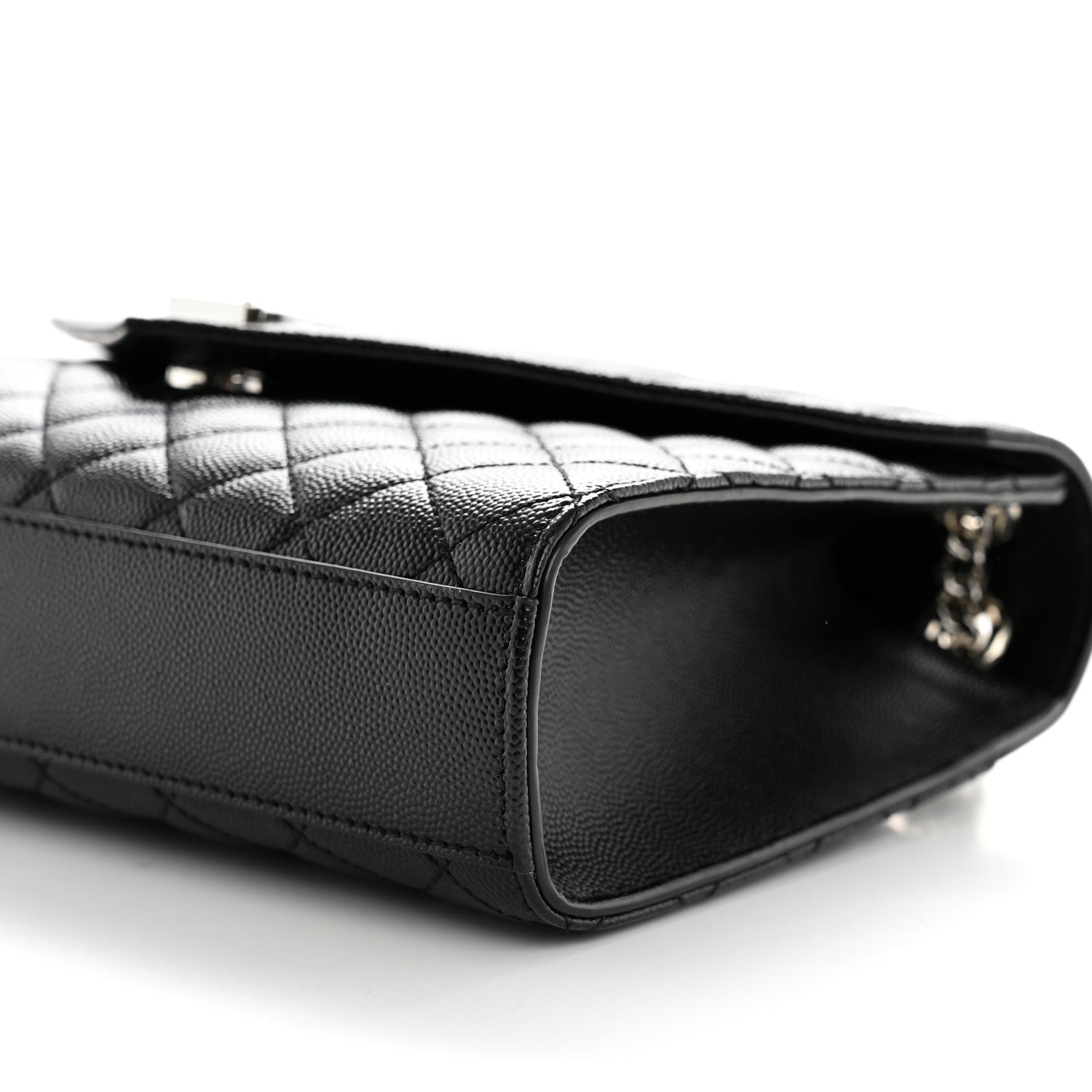 Saint Laurent Mixed Matelasse Triquilt Medium Monogram Satchel Black
