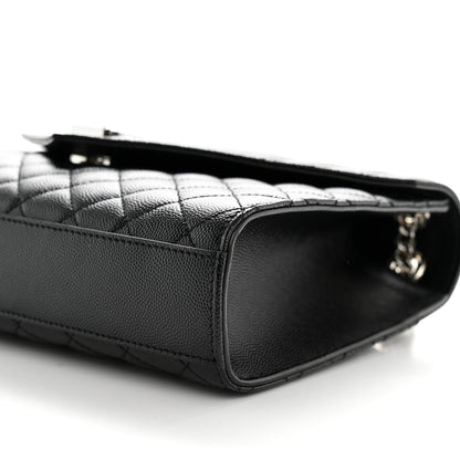 Saint Laurent Mixed Matelasse Triquilt Medium Monogram Satchel Black