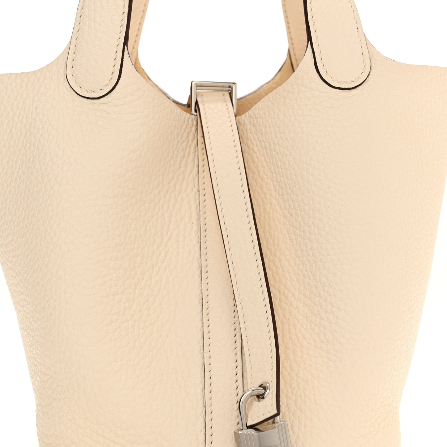 Clemence Picotin Lock 18 PM Nata Leather Handbag