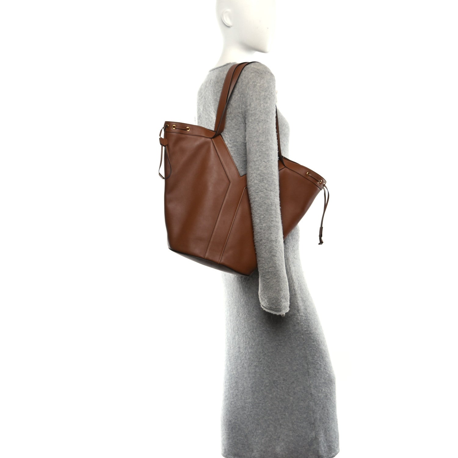 Santorini Lux Calfskin Y Drawstring Tote Brick
