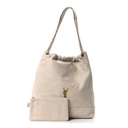 SAINT LAURENT Lambskin Matelasse Monogram Large Jamie 4.3 Pochon Crema Soft Off White