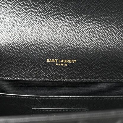 Saint Laurent Grain De Poudre Matelasse Triquilt Medium Monogram Satchel Black