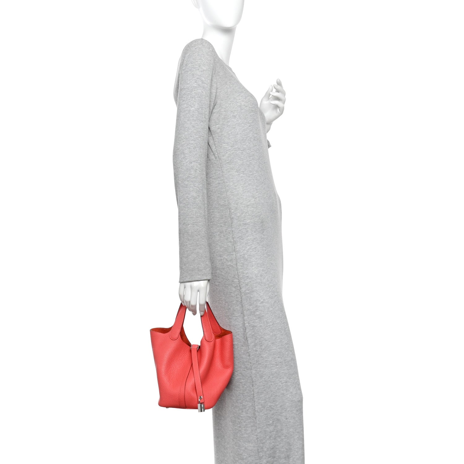 Picotin Lock 18 PM Tote Bag Clemence Calfskin Leather Rose Jaipur