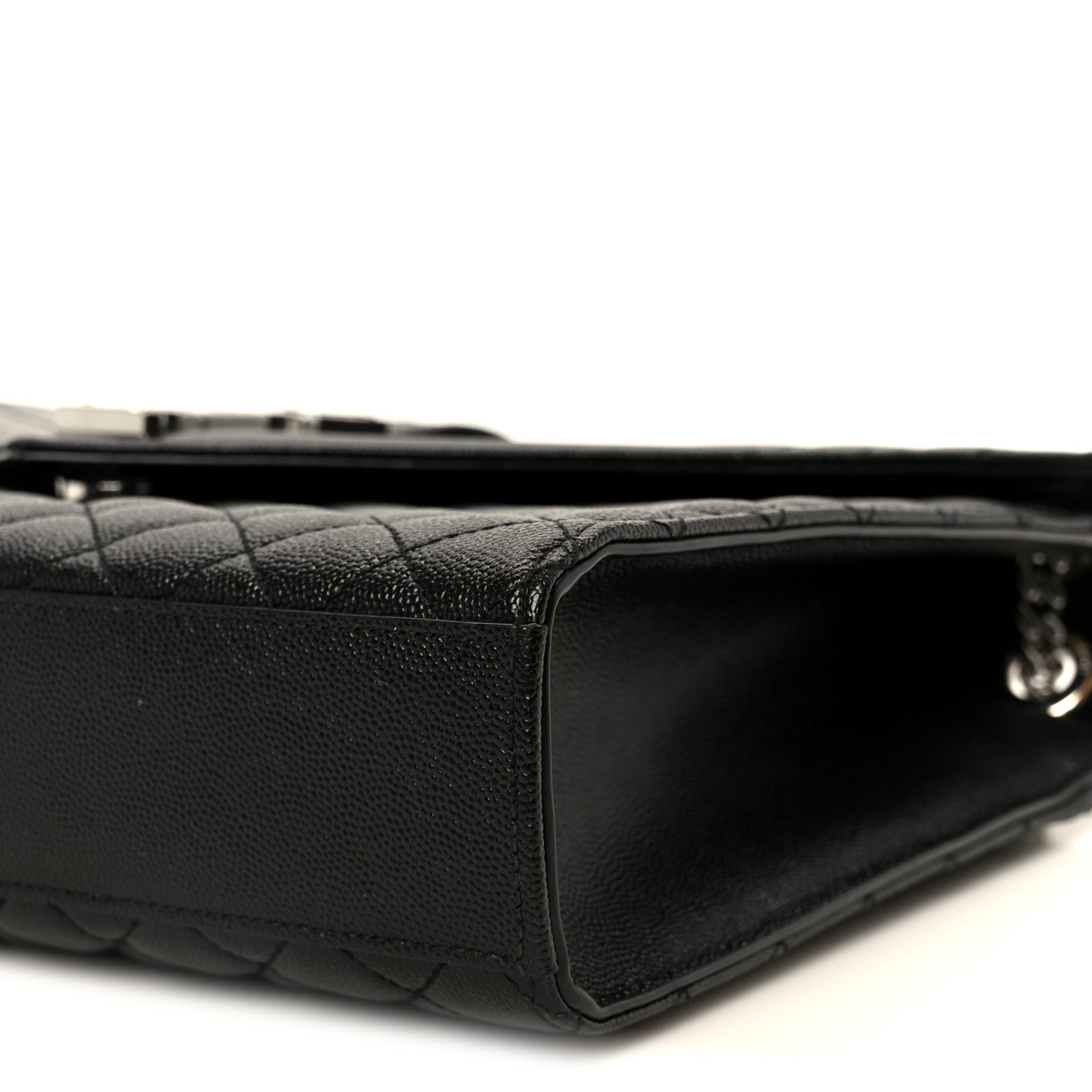 Saint Laurent Grain De Poudre Triquilt Monogram Large Satchel Black