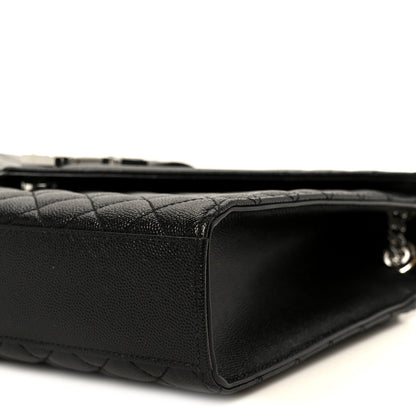 Saint Laurent Grain De Poudre Triquilt Monogram Large Satchel Black