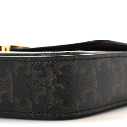 Celine Triomphe canvas bag edge with dark monogram texture and stitched seam