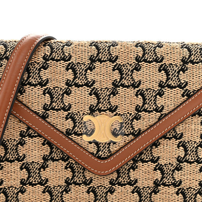 Jacquard Triomphe wallet with gold-tone logo clasp and brown leather trim