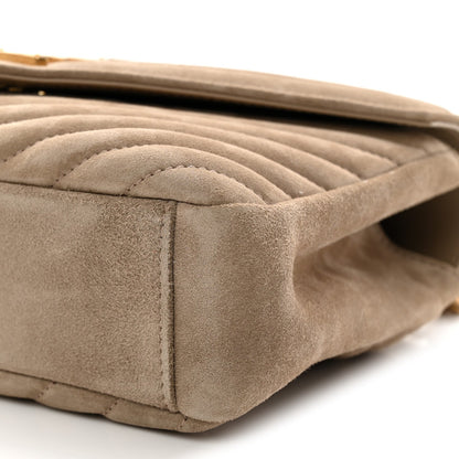 Saint Laurent Suede Matelasse Chevron Monogram Medium College Bag