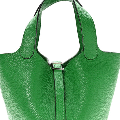 Picotin Lock 18 PM Tote Taurillon Clemence Leather Bambou