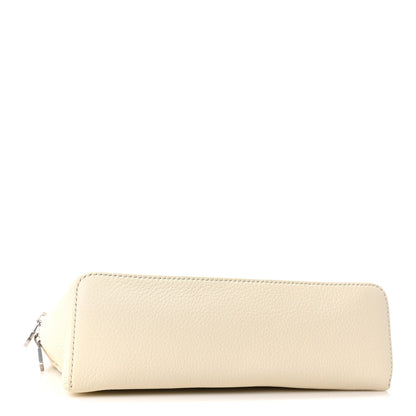 Loro Piana grained calfskin pouch in white, back panel with zip closure