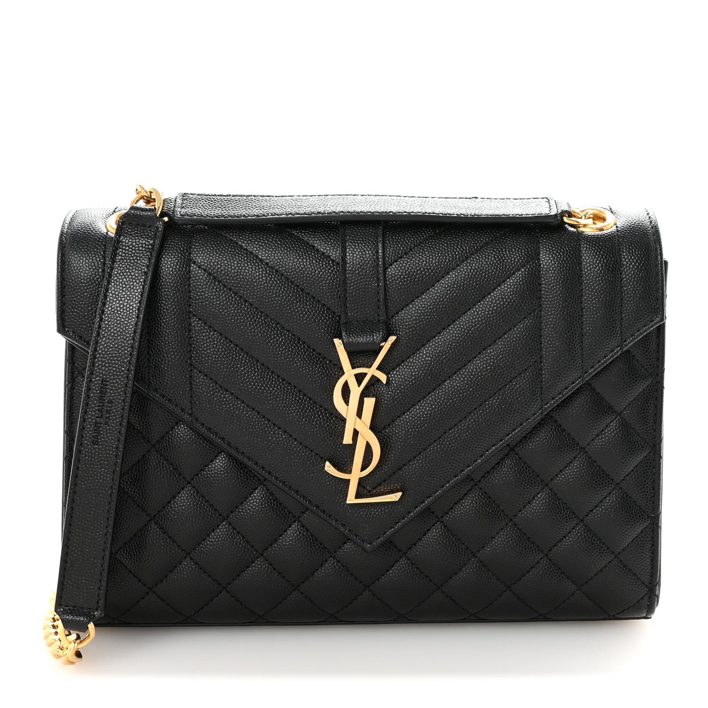 Saint Laurent Grain De Poudre Textured Matelasse Triquilt Medium Satchel Black