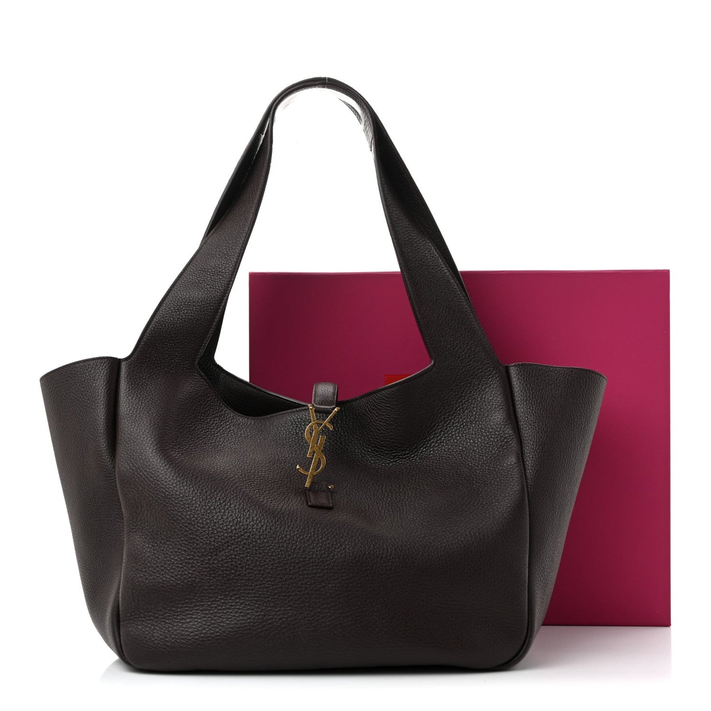 Saint Laurent Grained Deerskin Bea Tote Sweet Chocolate
