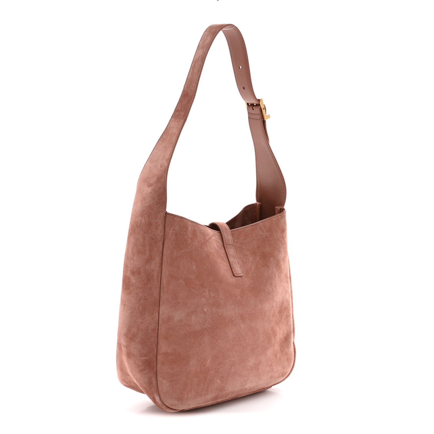 Saint Laurent Suede Calfskin Small Le 5 A 7 Soft Hobo Barley Pink