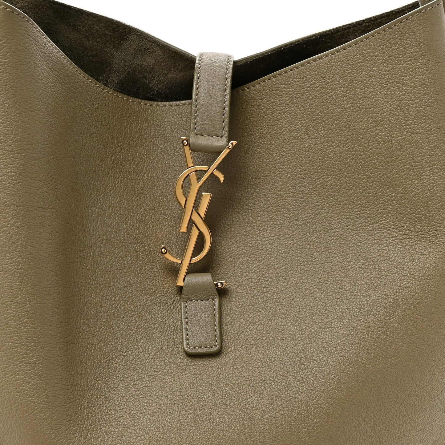 Saint Laurent Supple Calfskin Large Le 5 A 7 Soft Hobo Strong Moss