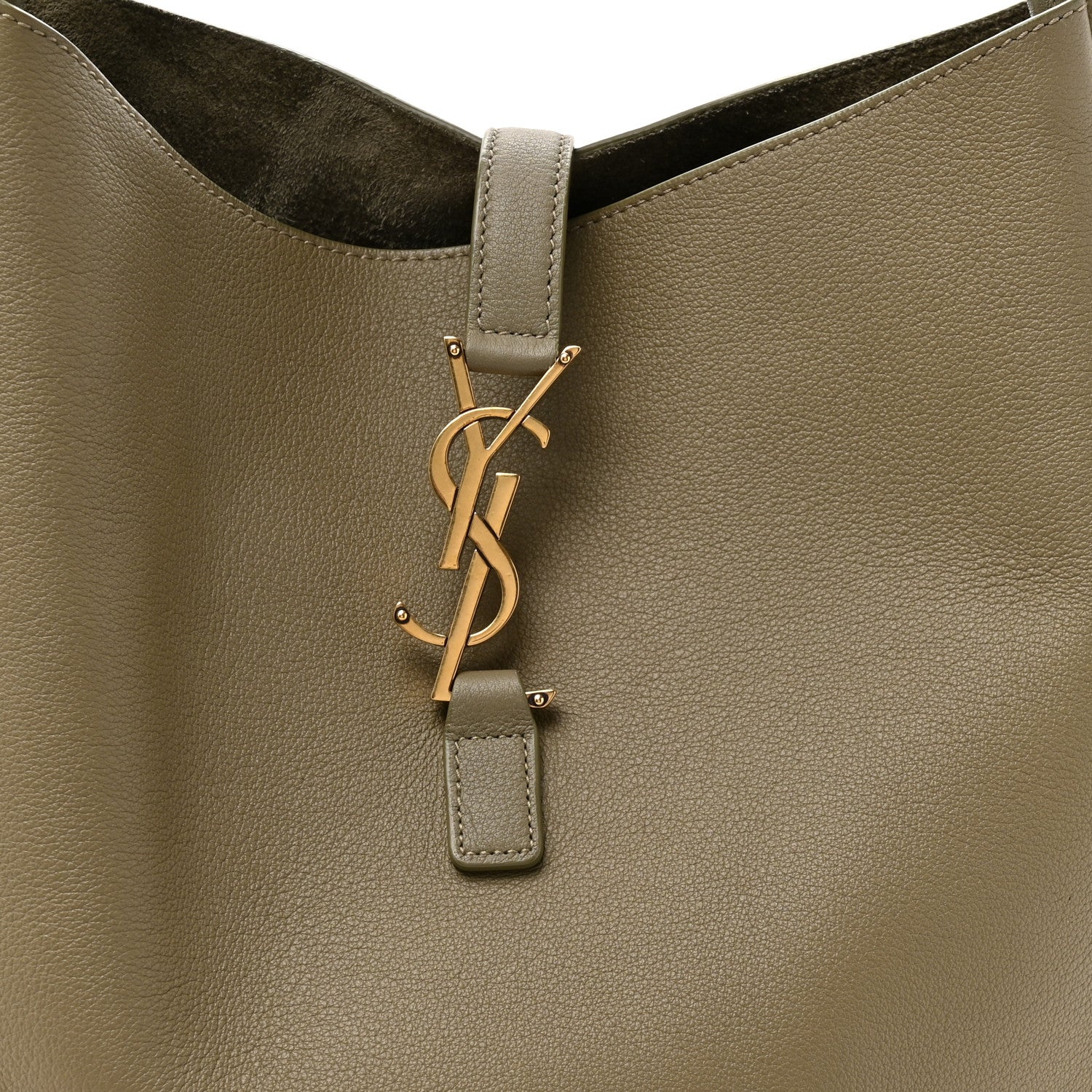 Saint Laurent Supple Calfskin Large Le 5 A 7 Soft Hobo Strong Moss