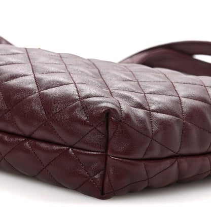 Saint Laurent Lambskin Quilted Maxi Icare Shopping Tote Rouge Cabernet