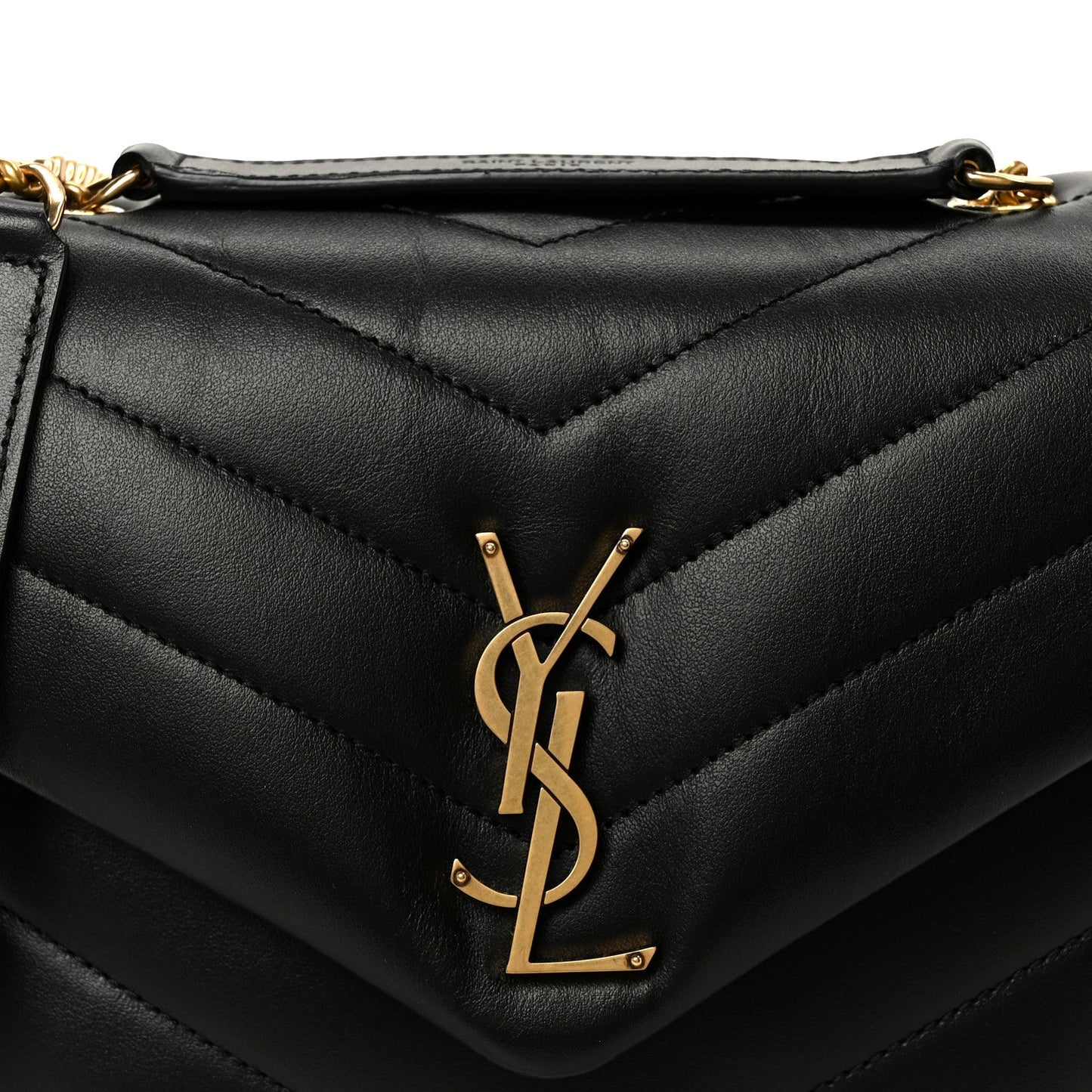 Saint Laurent Small Loulou Chain Satchel Calfskin Y Quilted Monogram Black