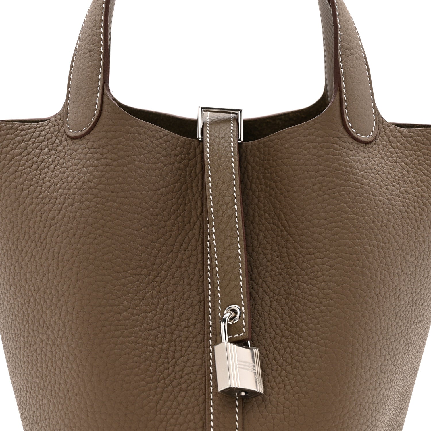Taurillon Clemence Picotin Lock 18 PM Etoupe Tote Bag