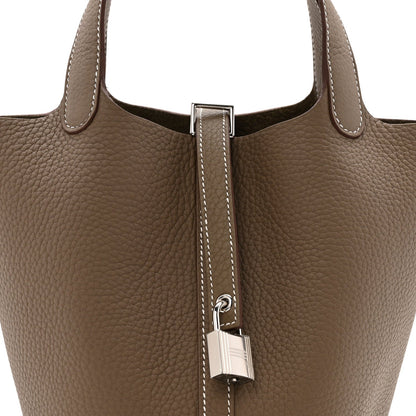 Taurillon Clemence Picotin Lock 18 PM Etoupe Tote Bag