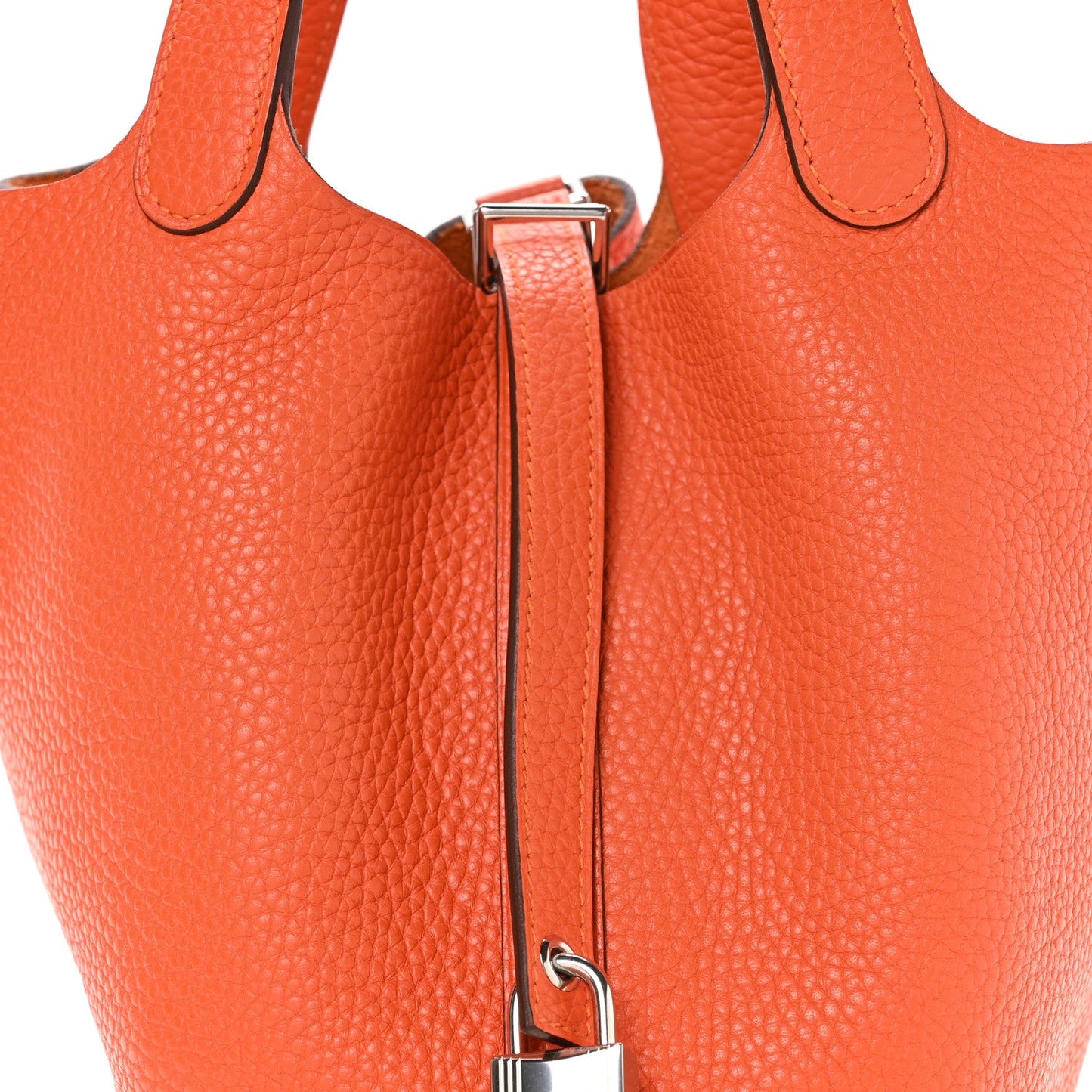 Taurillon Clemence Picotin Lock 18 PM Orange Poppy Handbag