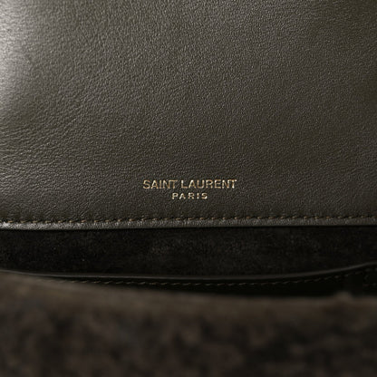 Saint Laurent Shearling Monogram Small Jamie Shoulder Bag Moss