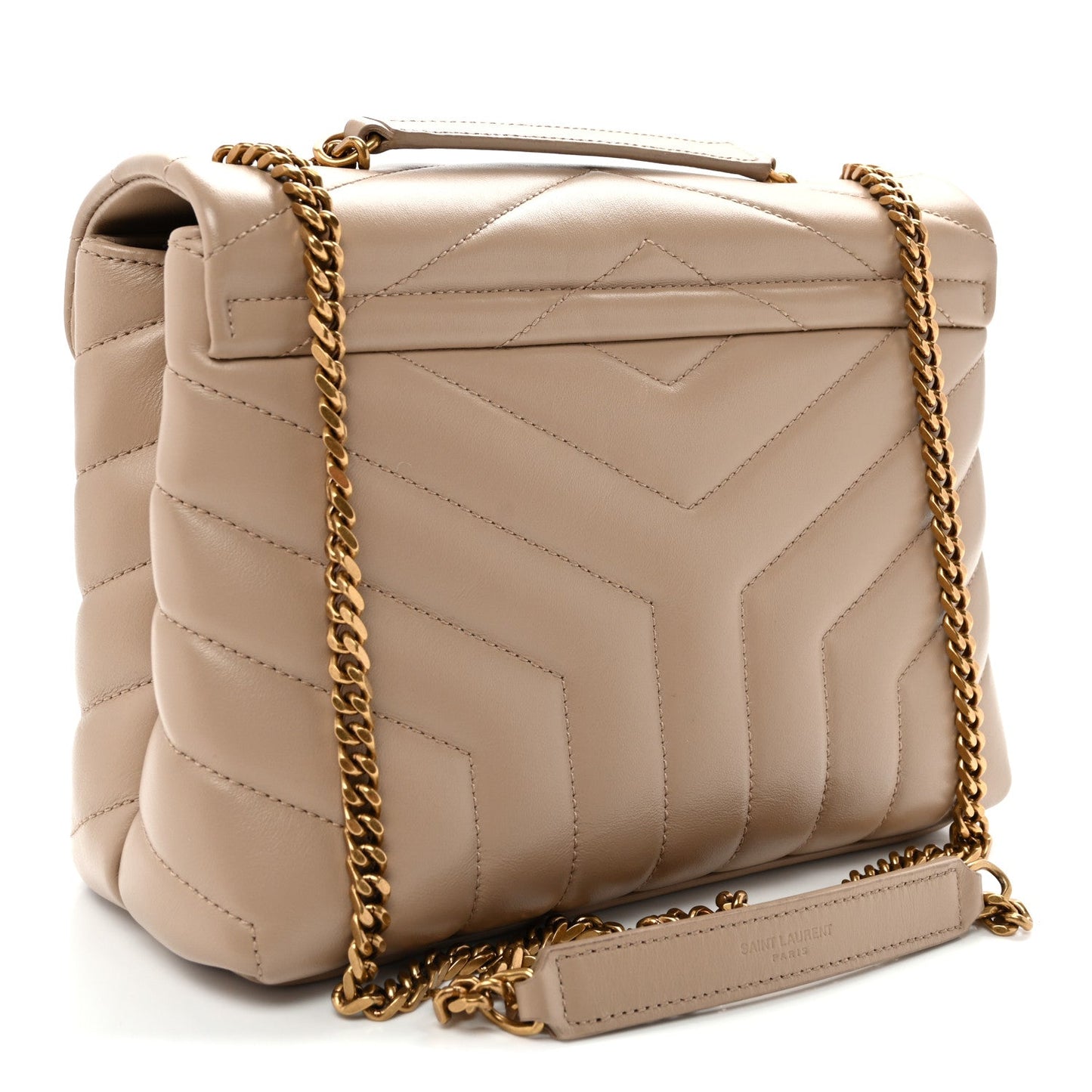 Calfskin Y Quilted Monogram Small Loulou Chain Satchel Dark Beige