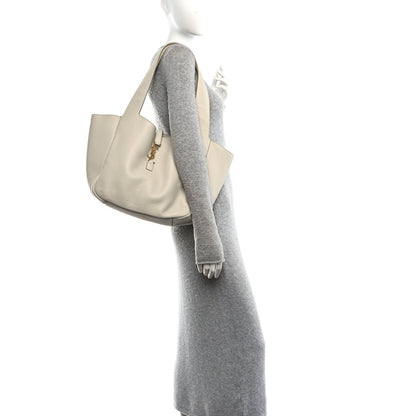 Saint Laurent Grained Deerskin Bea Tote Blanc Vintage