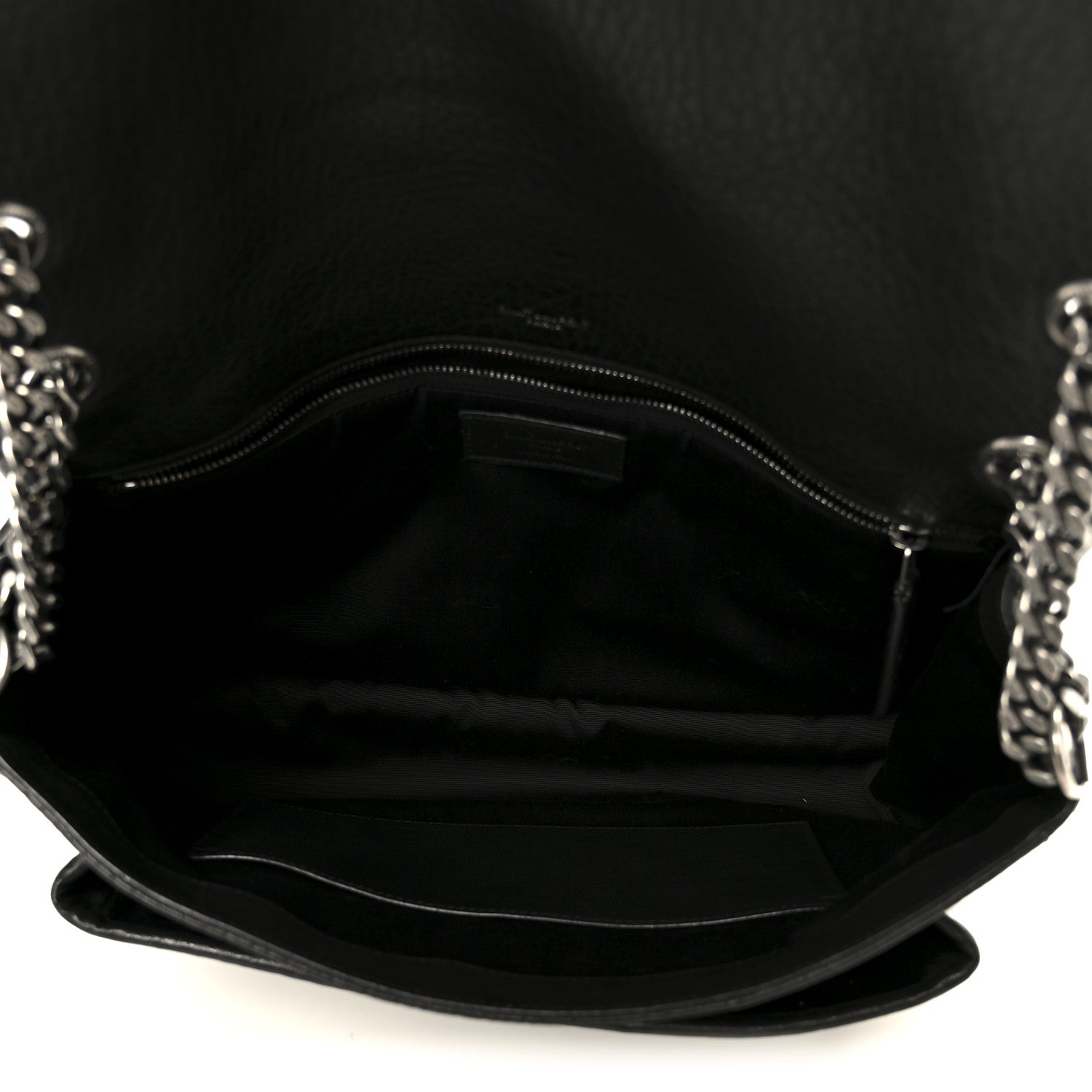 Saint Laurent Grained Lambskin Monogram Large Niki Chain Satchel Black