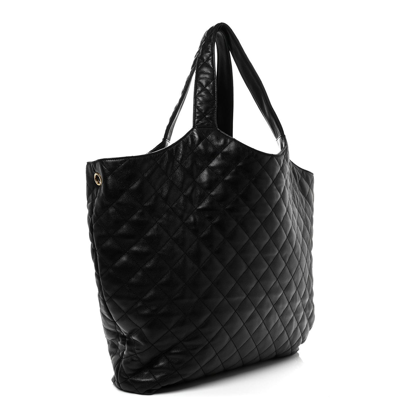Saint Laurent Lambskin Quilted Maxi Icare Shopping Tote Black