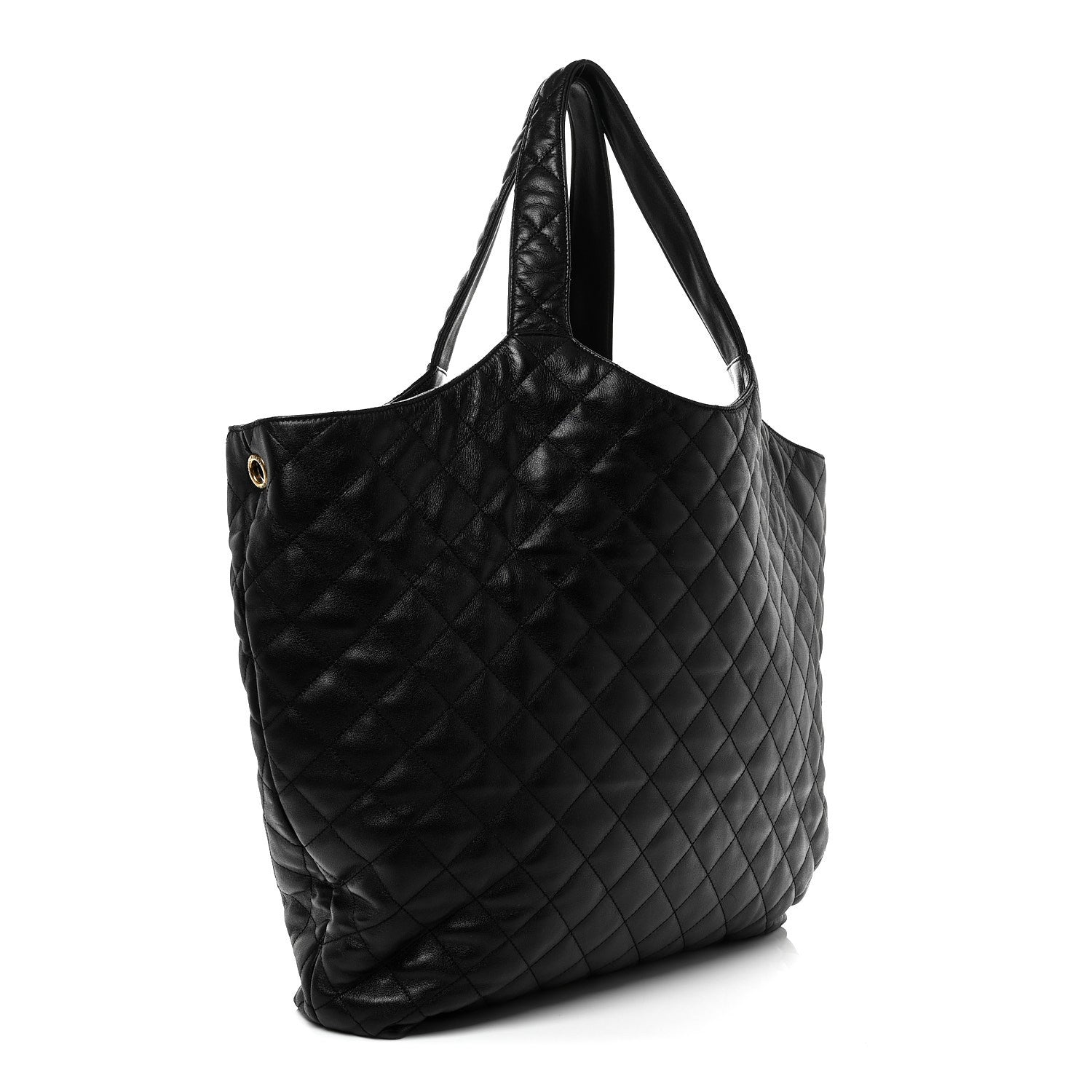 Saint Laurent Lambskin Quilted Maxi Icare Shopping Tote Black