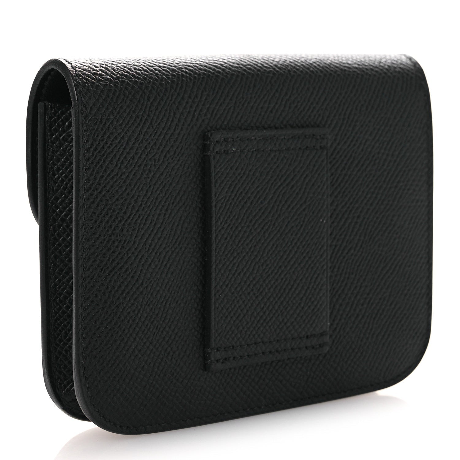 Black slim leather wallet back with embossed rectangular detail