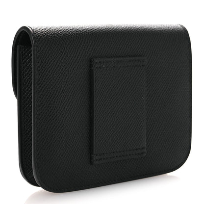 Black slim leather wallet back with embossed rectangular detail