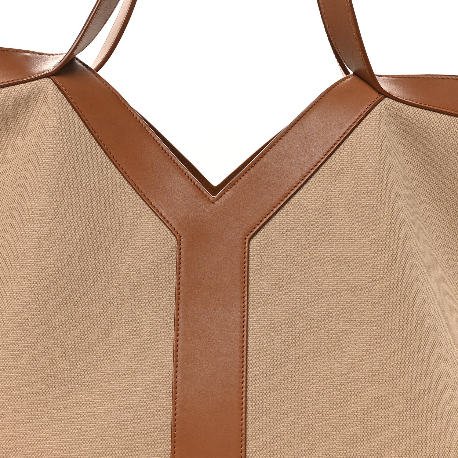 Saint Laurent Canvas Calfskin Y Tote Desert Dust Brick