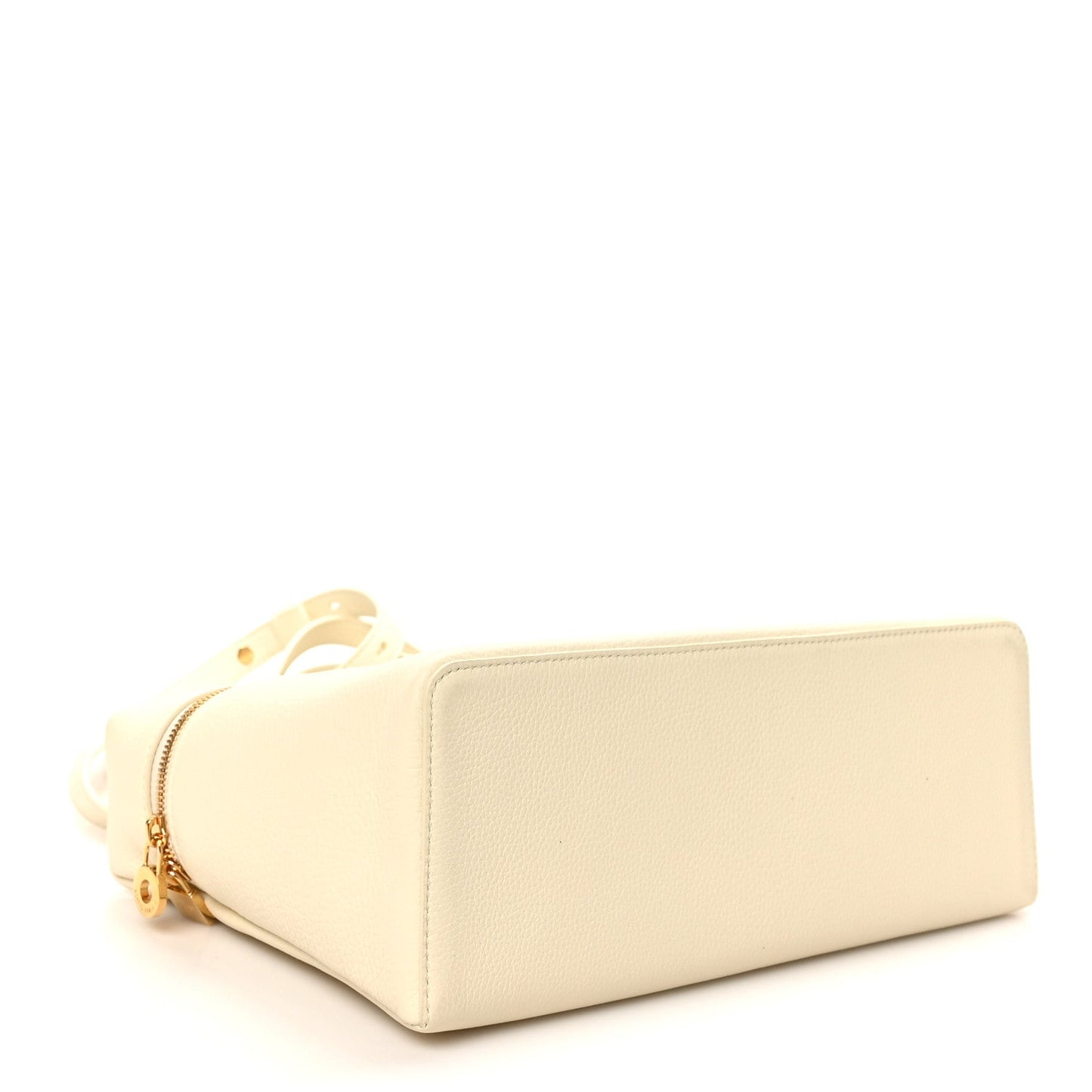 Loro Piana grained calfskin extra pocket pouch in whisper white with side zipper detail