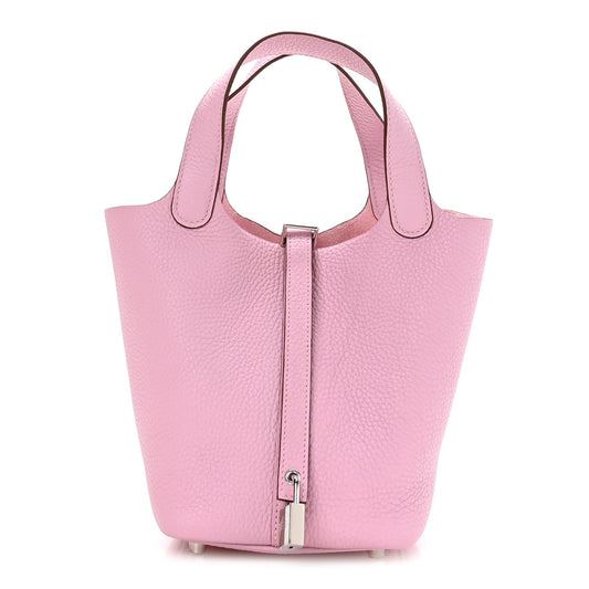Taurillon Clemence Picotin Lock 18 PM Handbag in Rose Sakura