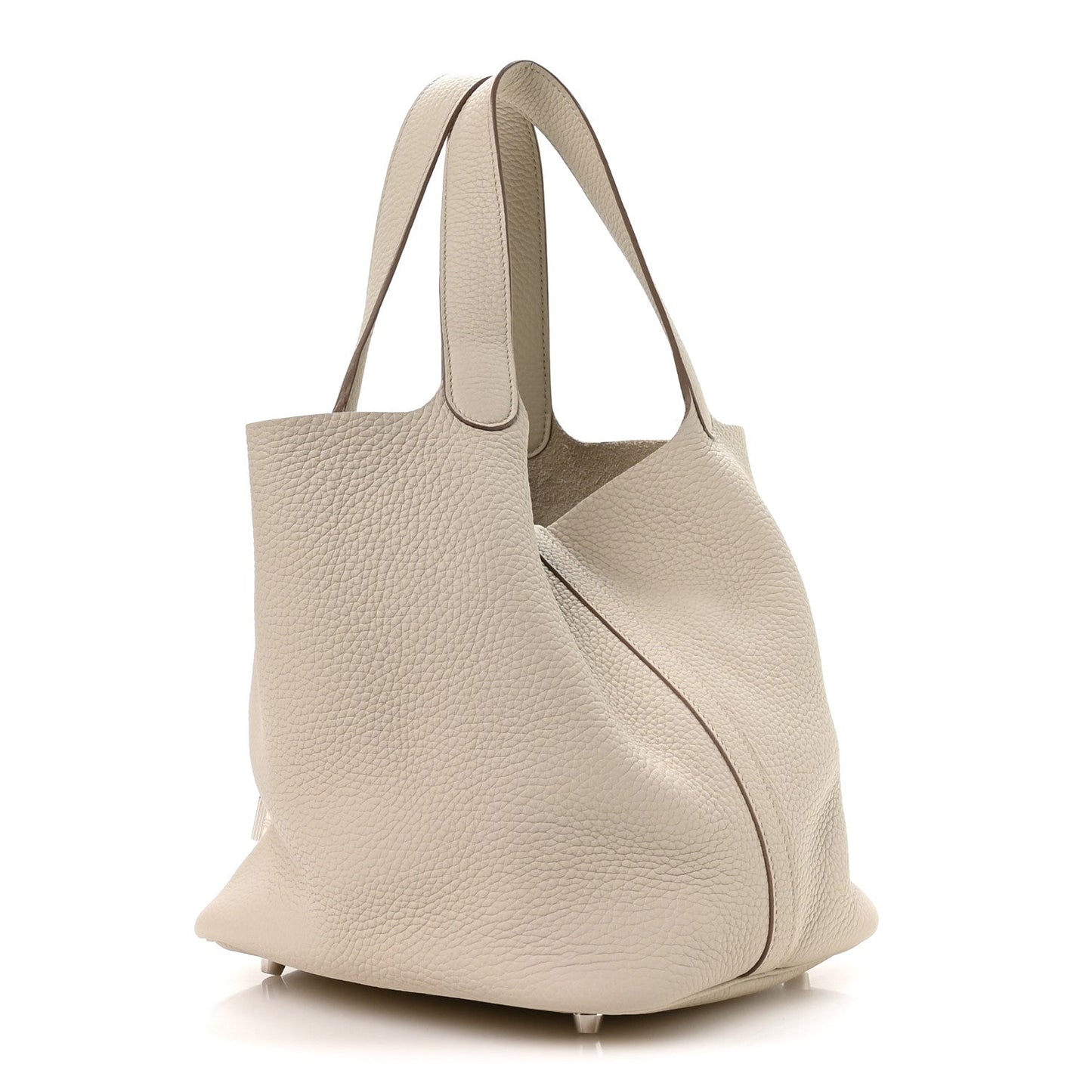 Taurillon Clemence Picotin Lock 22mm Tote Beton Ivory