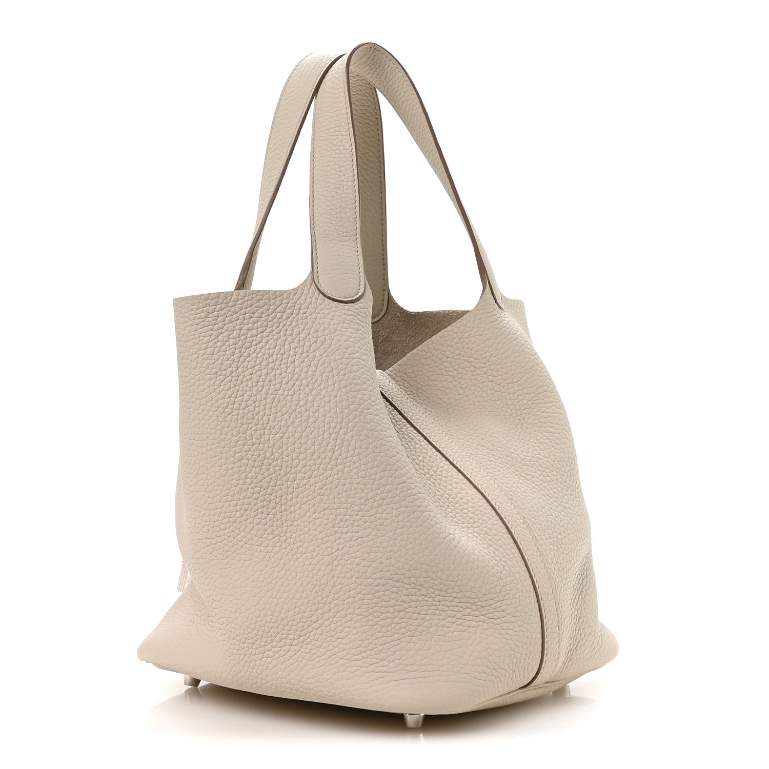 Taurillon Clemence Picotin Lock 22mm Tote Beton Ivory